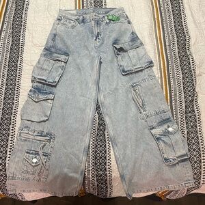 GAP Light Grey Flare Wide Leg Jeans